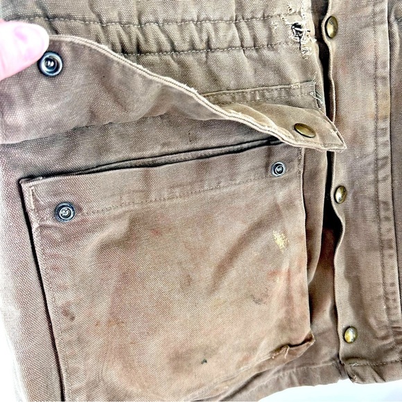 CARHARTT VTG 90s Distressed Canvas Blanket Lined Barn Chore Jacket Brown XL USA - Picture 7 of 16